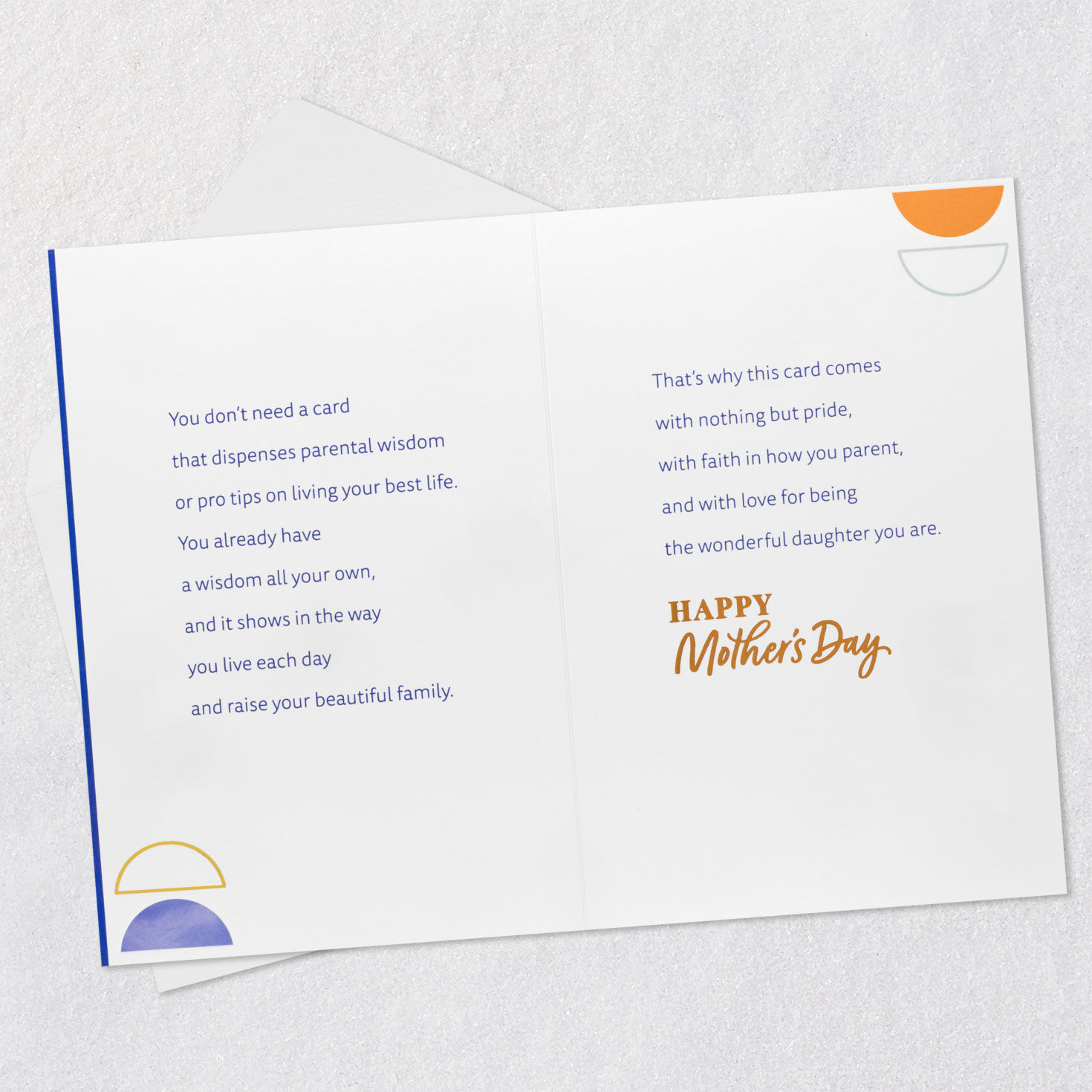Blue and Orange Modern Mother's Day Card for Daughter Open card with envelope image number 4