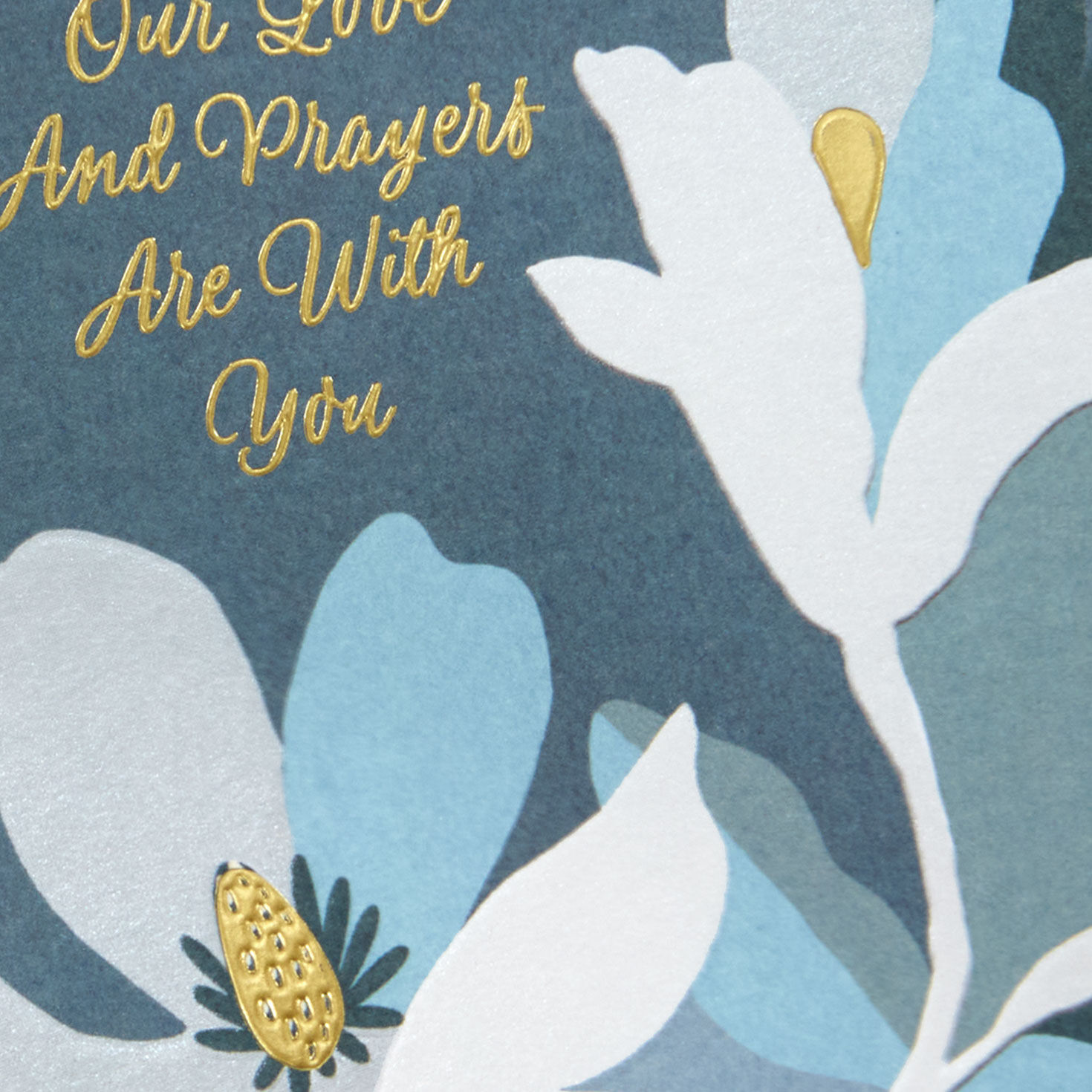 Lilies on Blue Christian Sympathy Card From All Card Front Detail image number 4