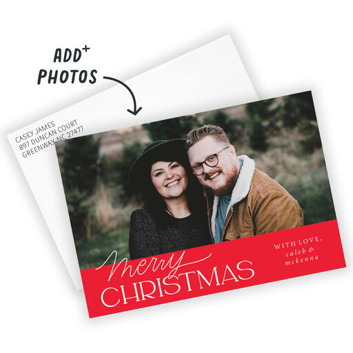 Classic Lettering on Red Flat Christmas Photo Card, 
