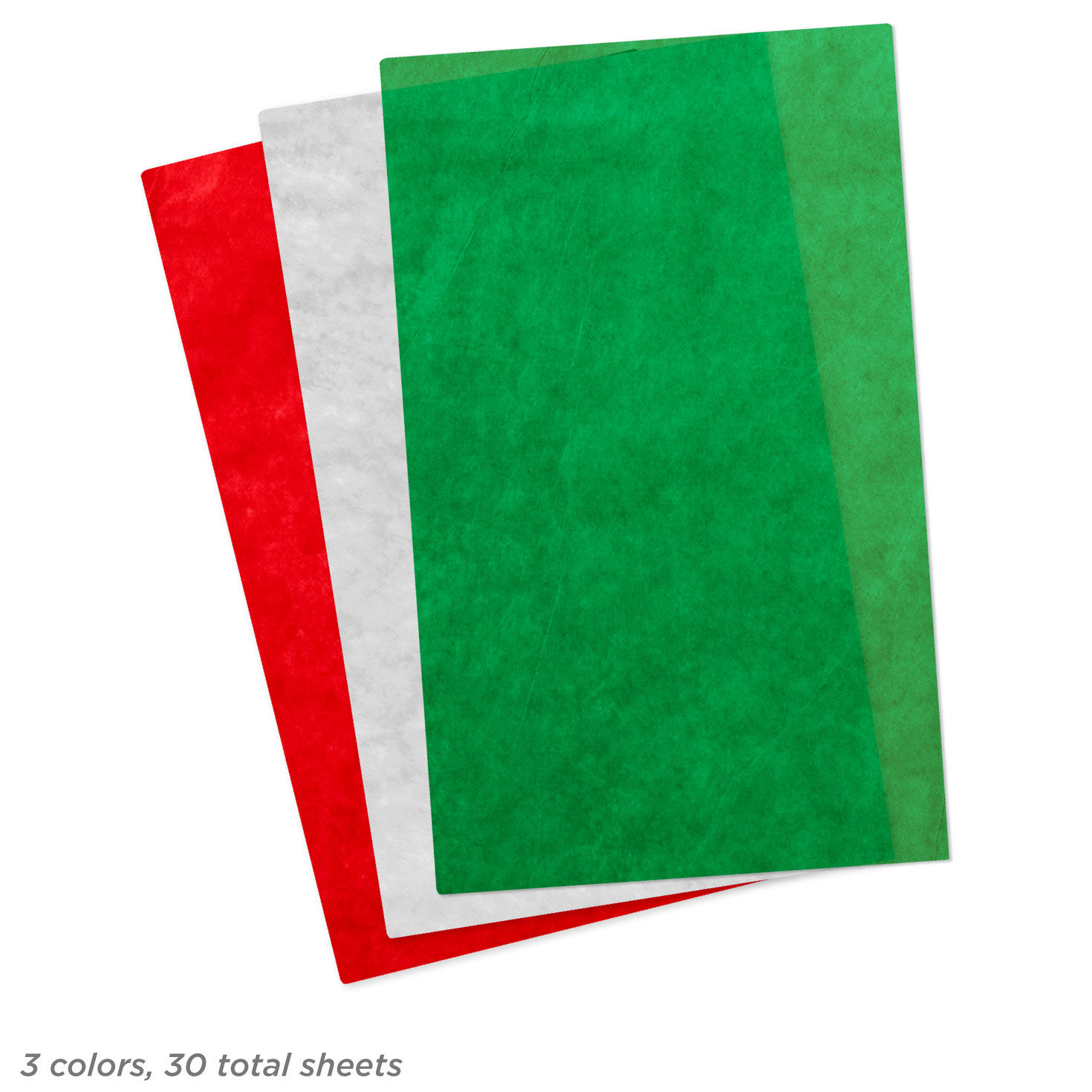 Solid Red, Green, White Holiday Tissue Paper Pack quantity image number 3