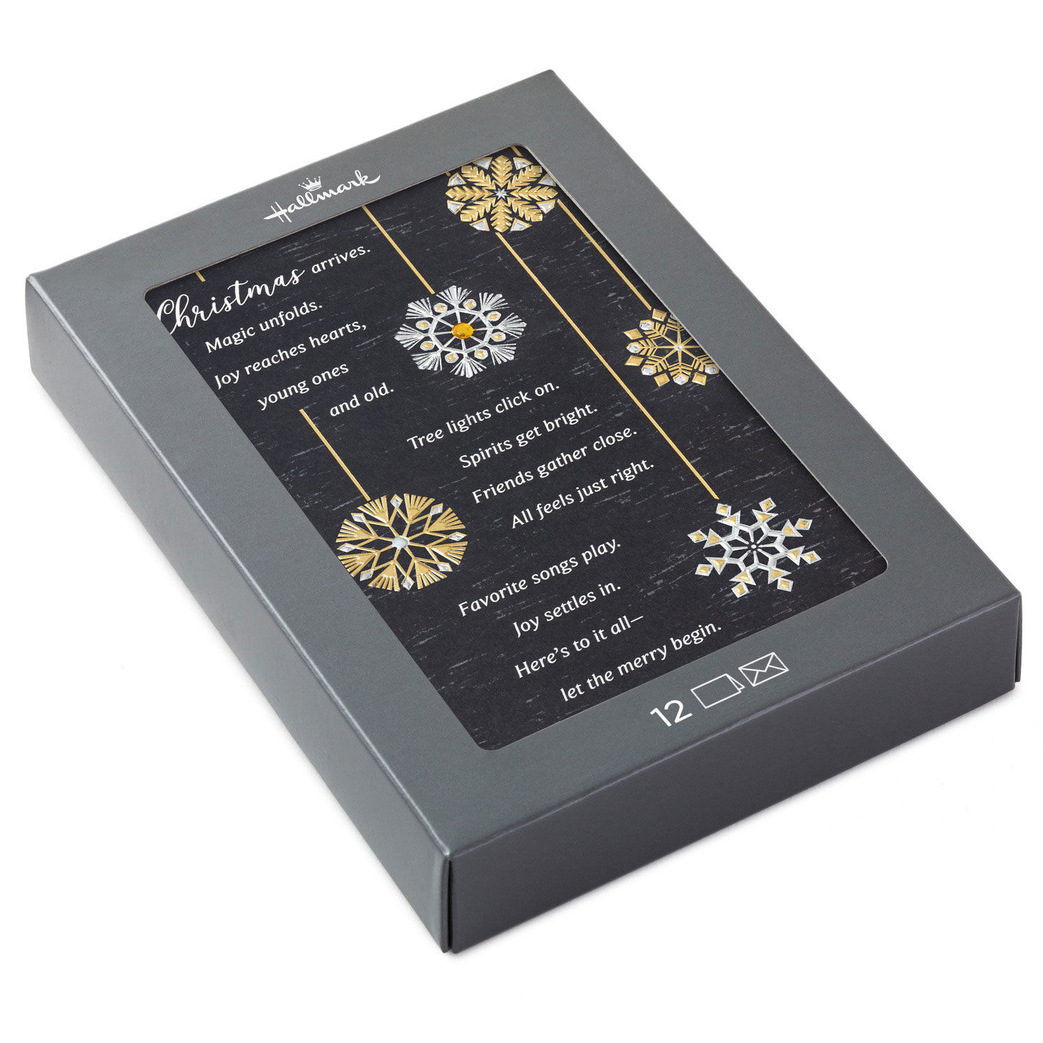 Snowflake Ornaments on Black Boxed Christmas Cards, Pack of 12 for only USD 20.49 | Hallmark