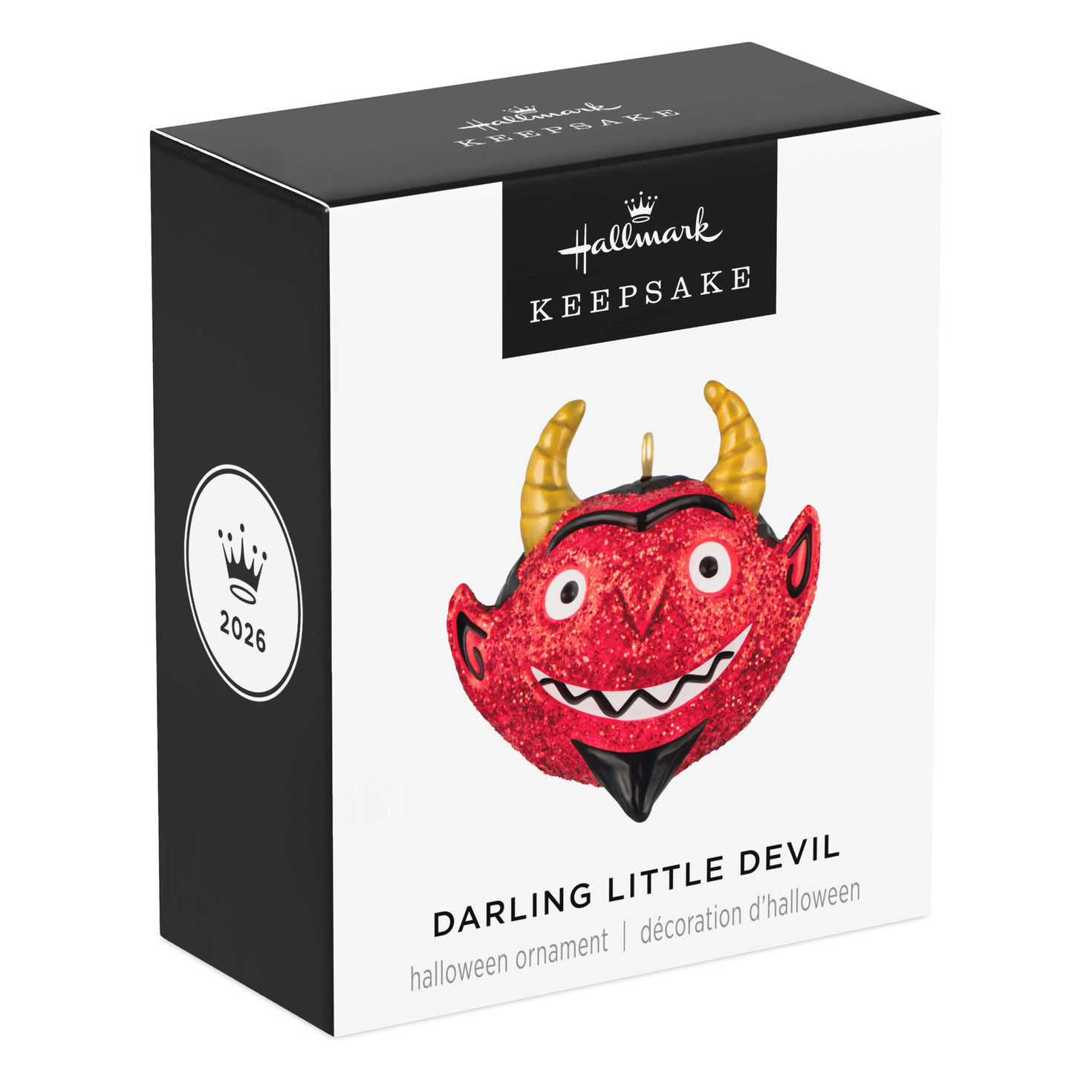 Red Sparkly Devil Head Keepsake Ornament Package Front image number 5