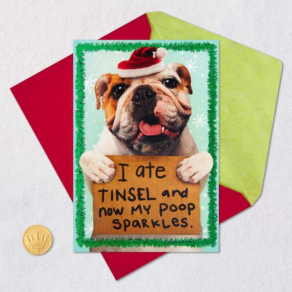 Bulldog in Santa Hat Funny Christmas Card, , large image number 5