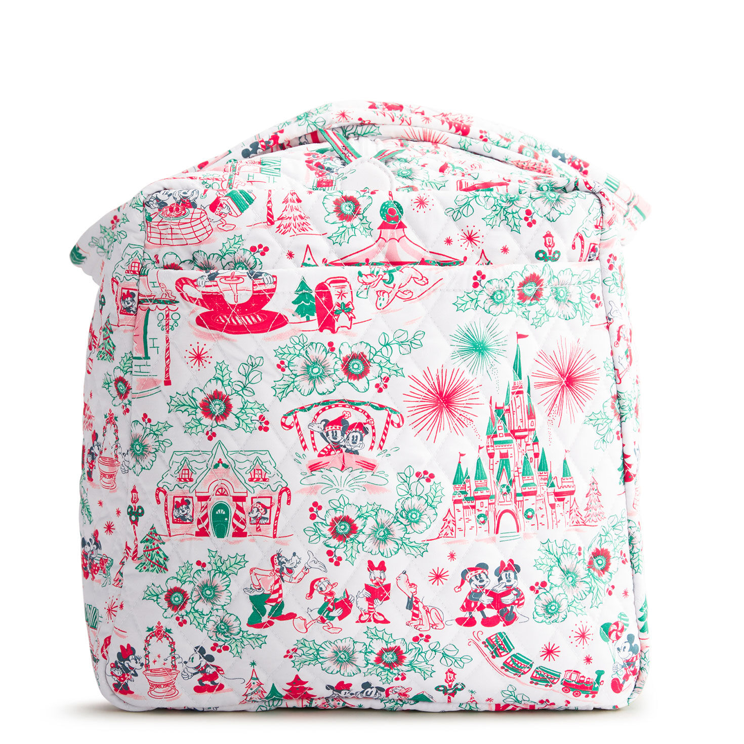 Pink Green Holiday Disney Fabric Duffel Bag Side image number 3
