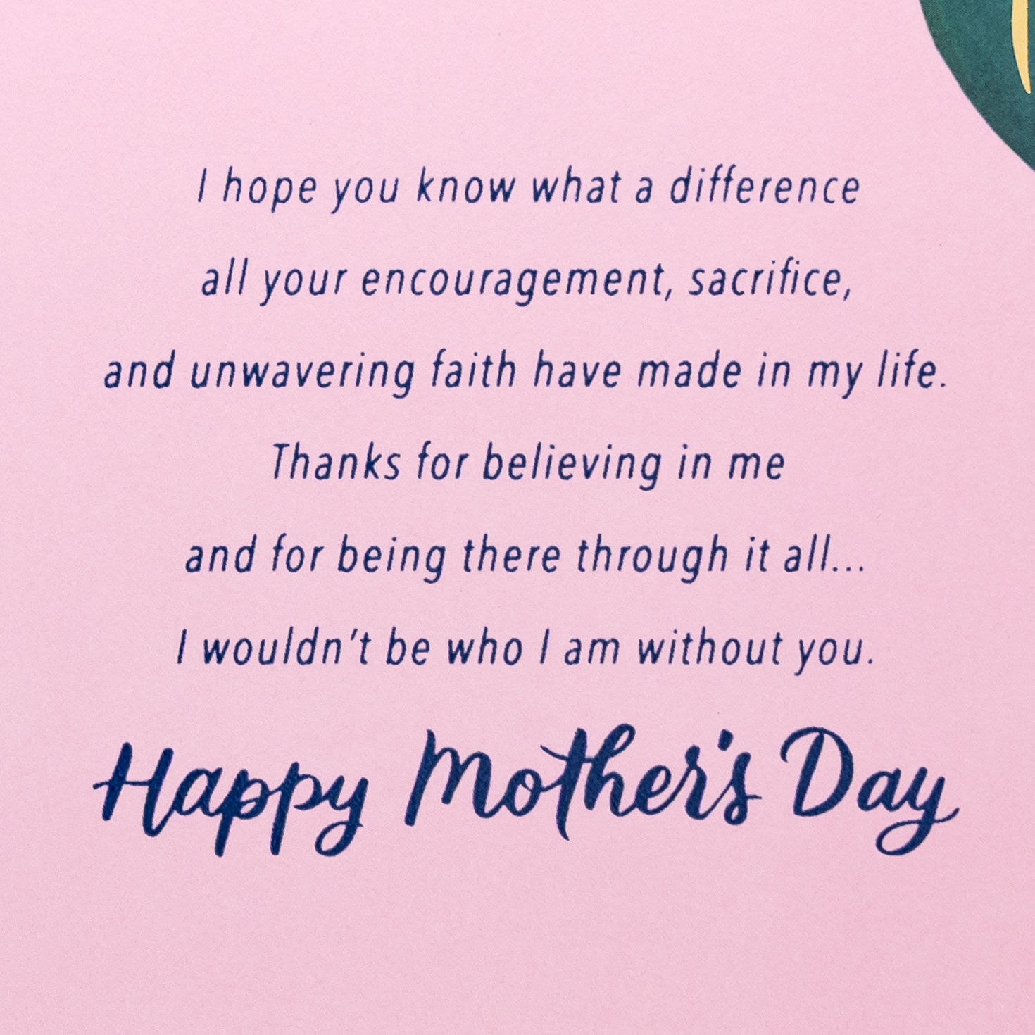 Tropical Leaves on Pink Mom Mother's Day Card Sentiment image number 3