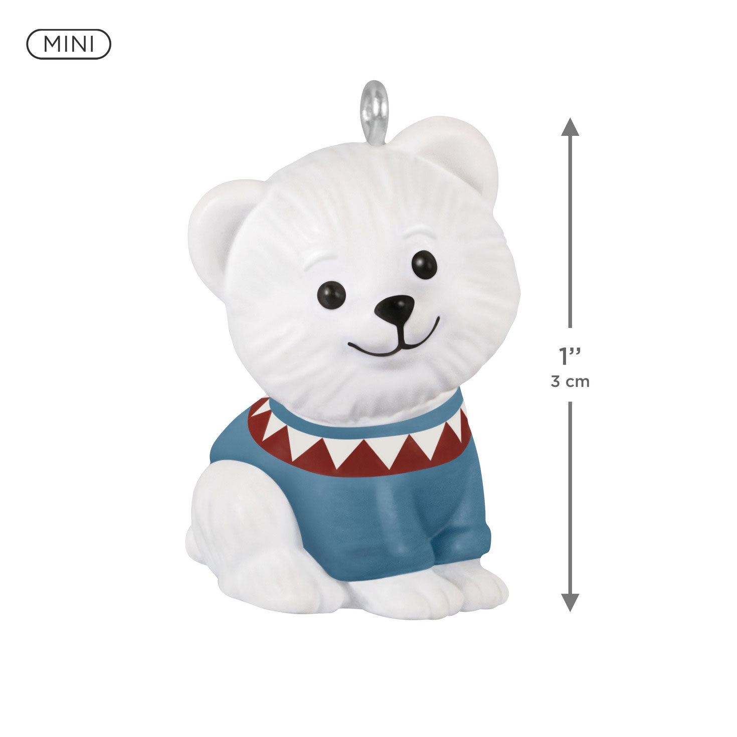White Bear in Sweater Keepsake Ornament measurement image number 3