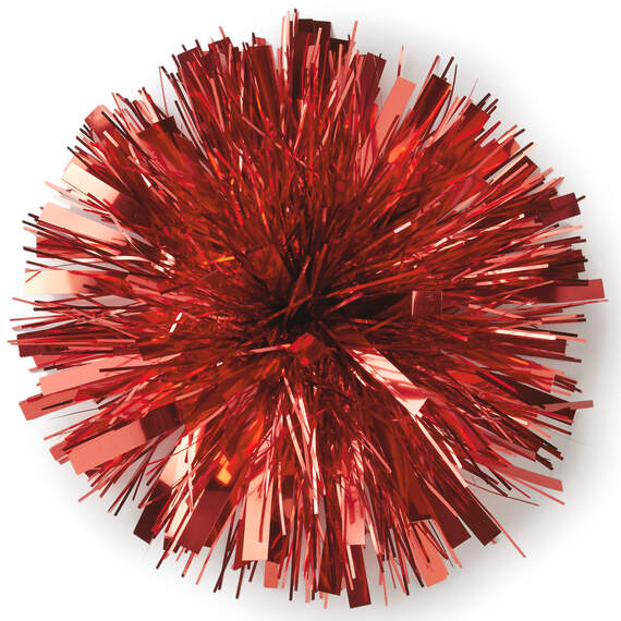 Red Metallic Pom Pom Gift Bow, 7", Red, large image number 1