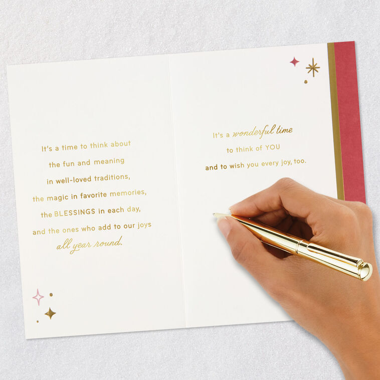 Ornate Red and Gold Ornament Christmas Card Signing card image number 8