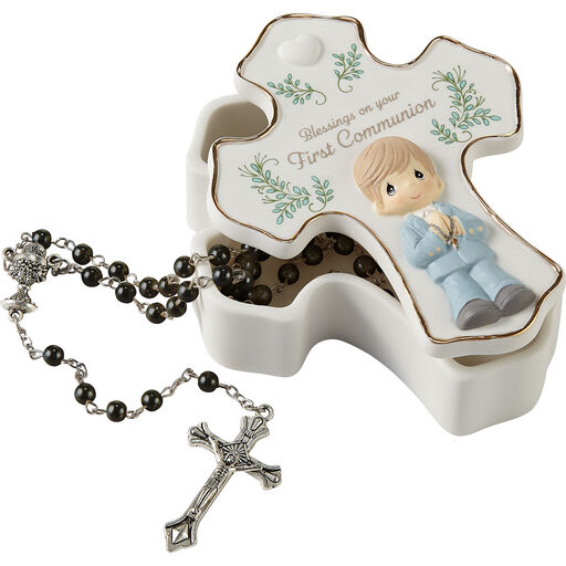 Precious Moments Blessings On Your First Communion Boy Rosary Box With Rosary, 