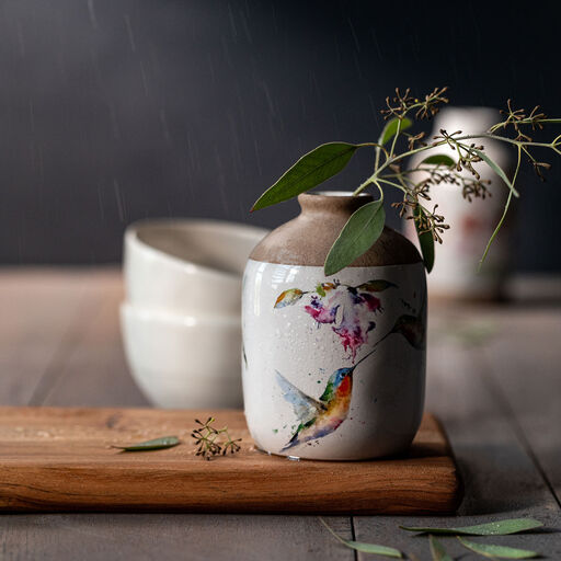 Demdaco Hummingbirds In Flight Ceramic Vase, 