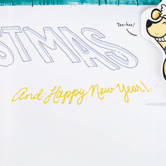 Merry Wishes in Yellow Snow Funny Pop-Up Christmas Card, , large image number 2