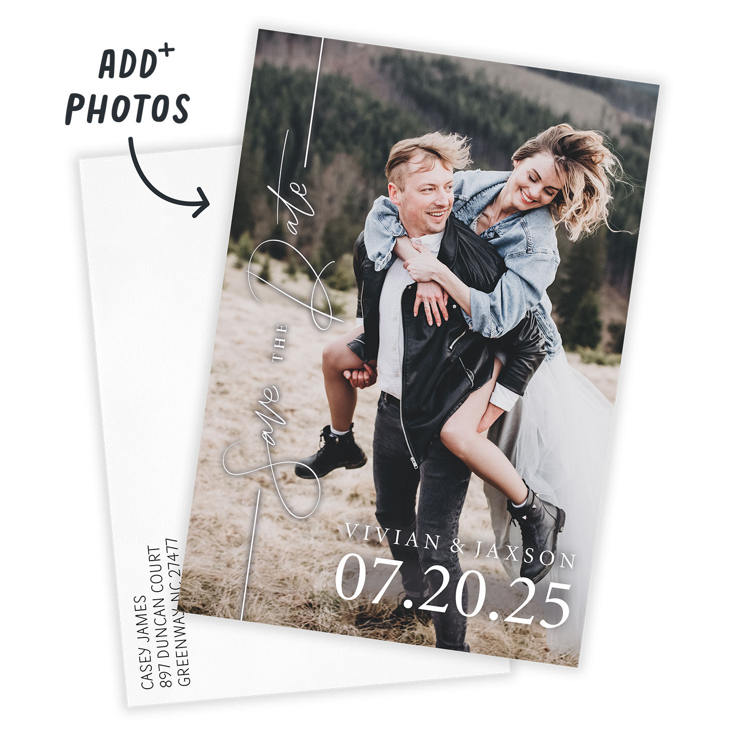 Full-Bleed Photo Personalized Save the Date Card Card Front indicating personalization image number 2