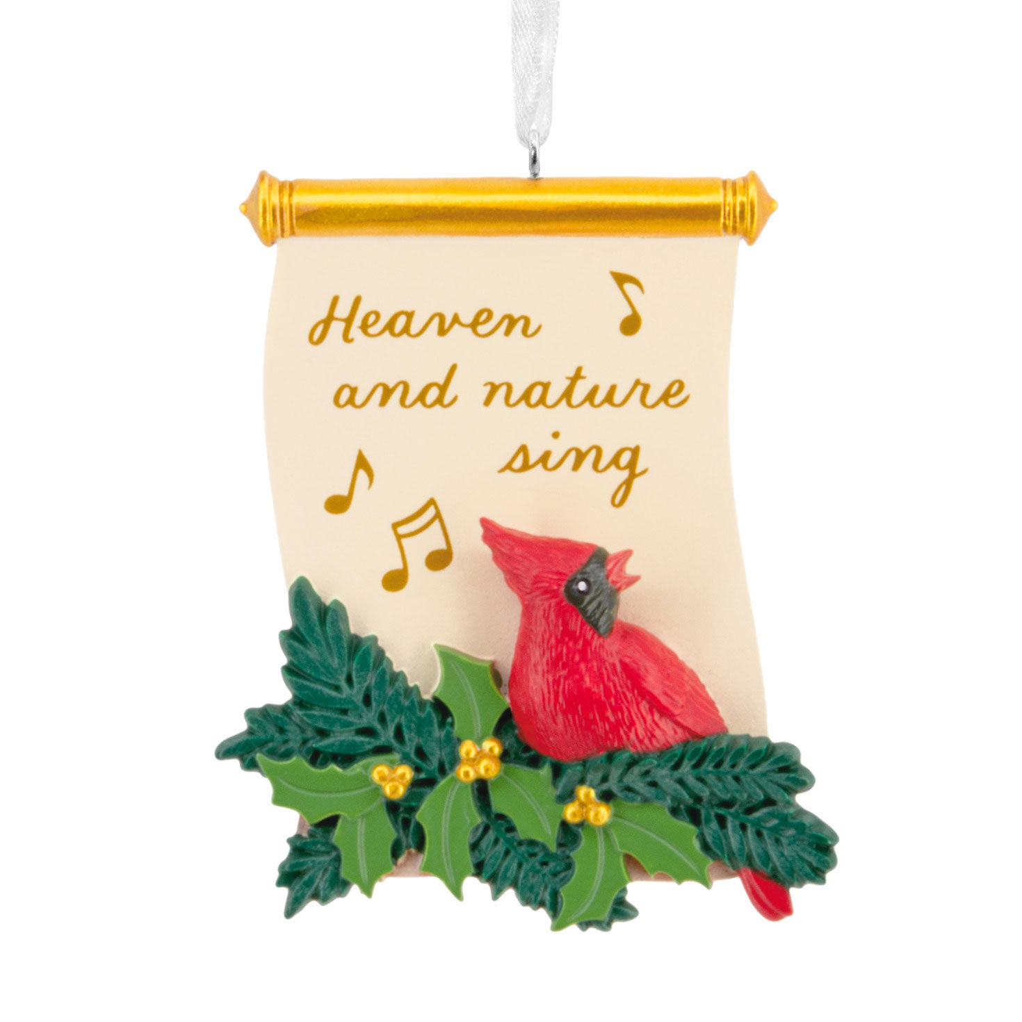 Cardinal on Scroll Religious Hallmark Ornament