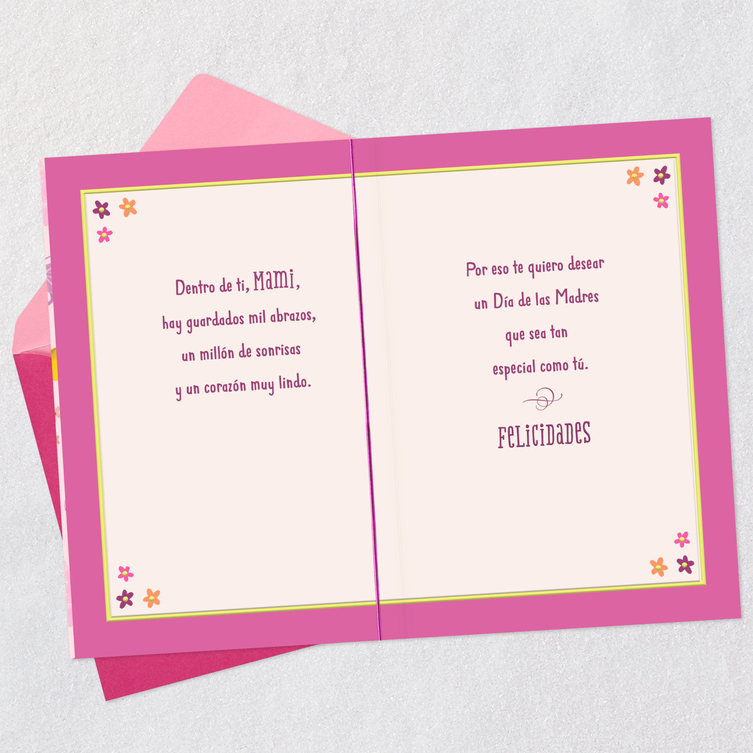 Butterflies Spanish-Language Mother's Day Card Open card with envelope image number 4