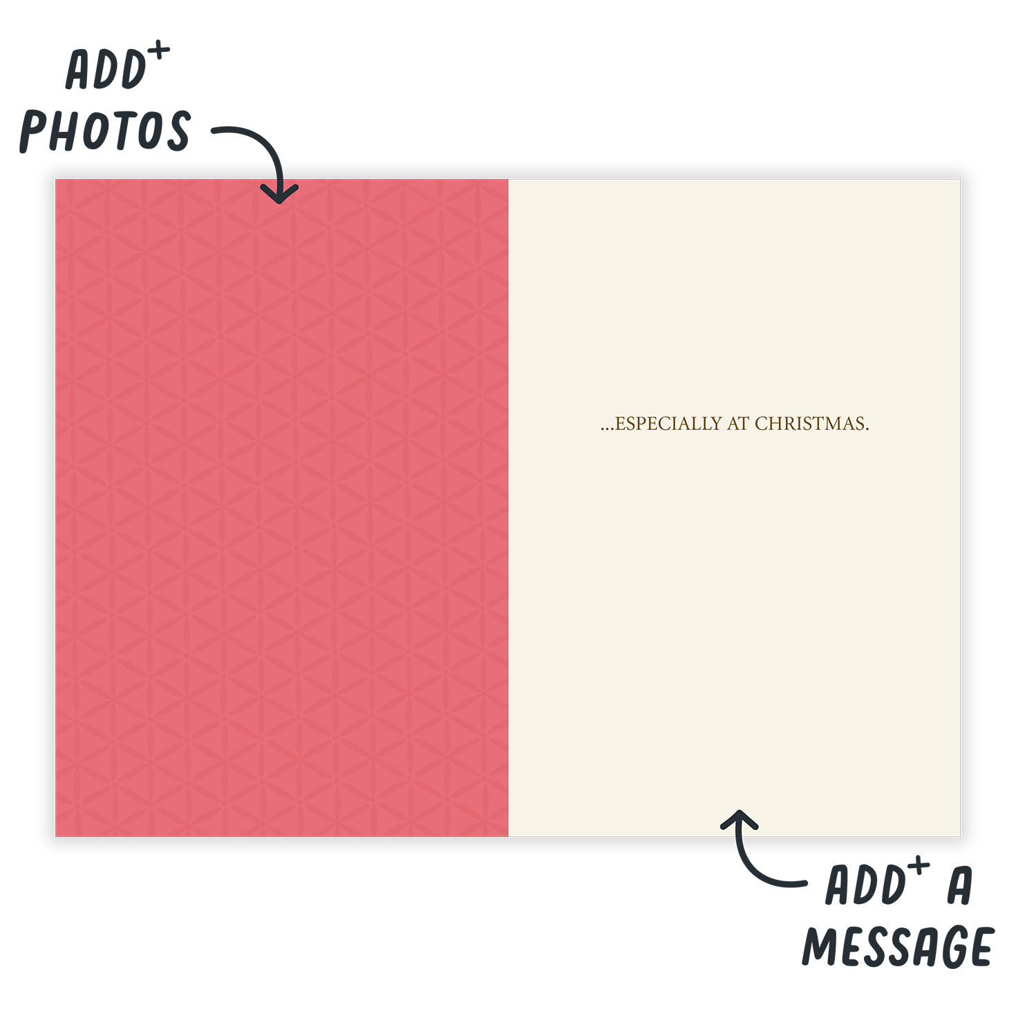 Red Bow Personalized Christmas Card for Sister Open Card indicating personalization image number 3