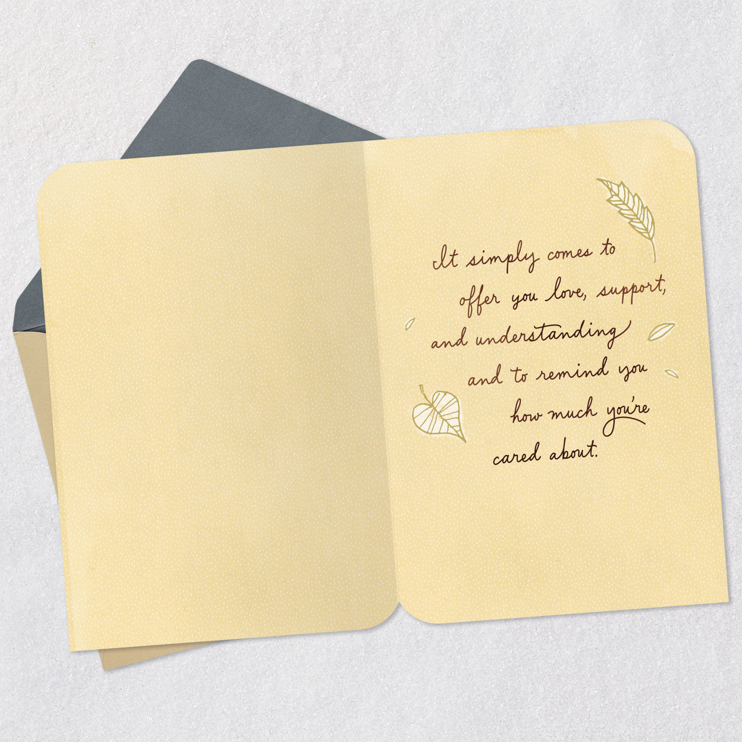 Mushroom and Leaves Cancer Support Card Open card with envelope image number 3