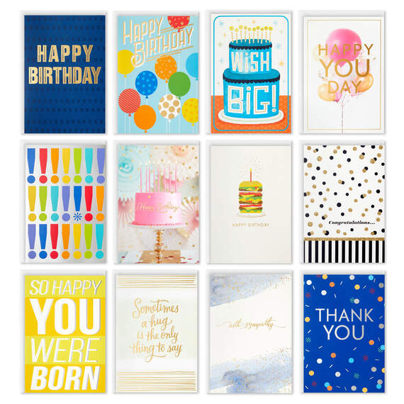 Colorful Classic Boxed All-Occasion Cards Assortment, Pack of 12