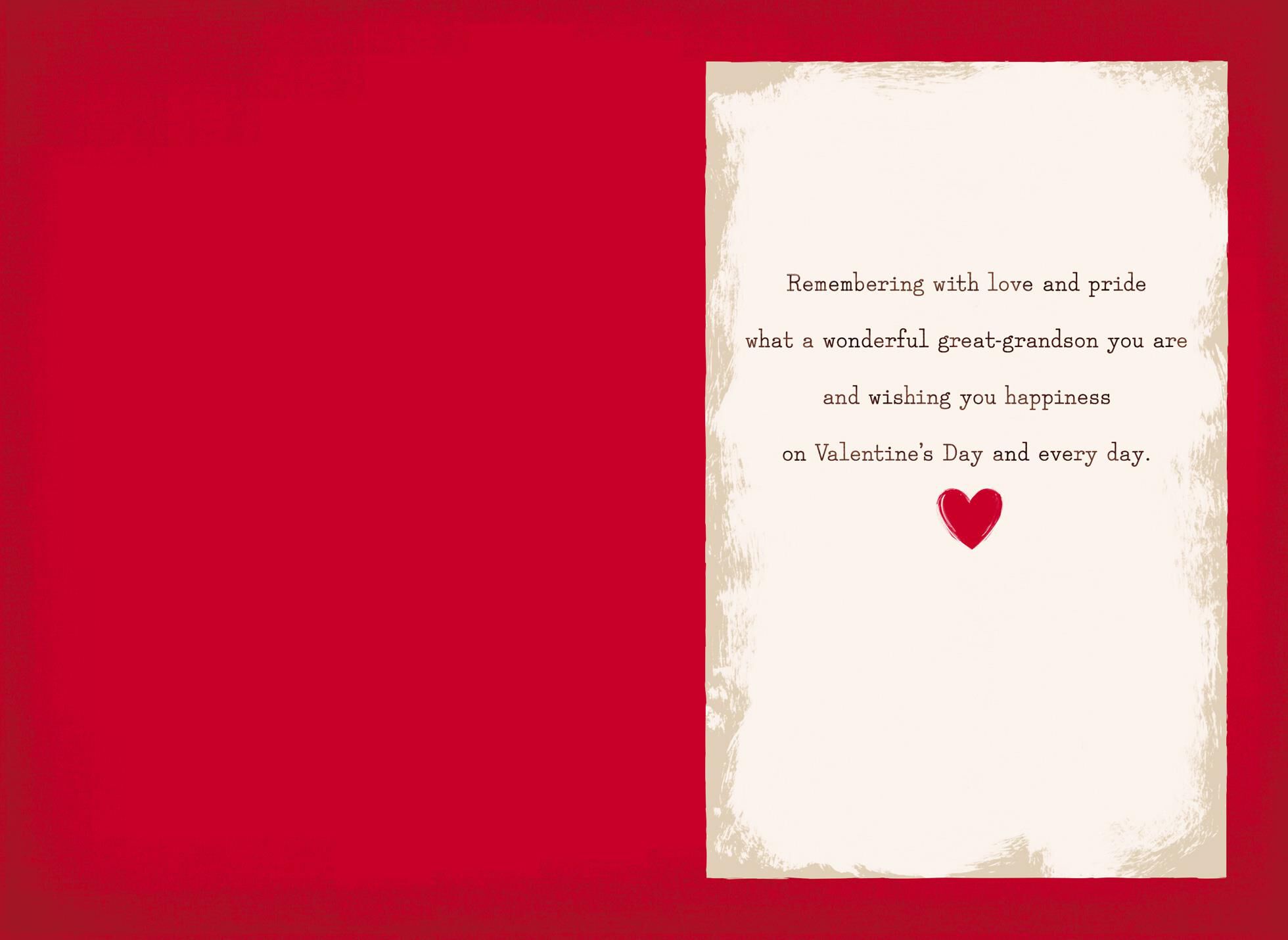 Banner and Heart Valentine's Day Card for Great-Grandson