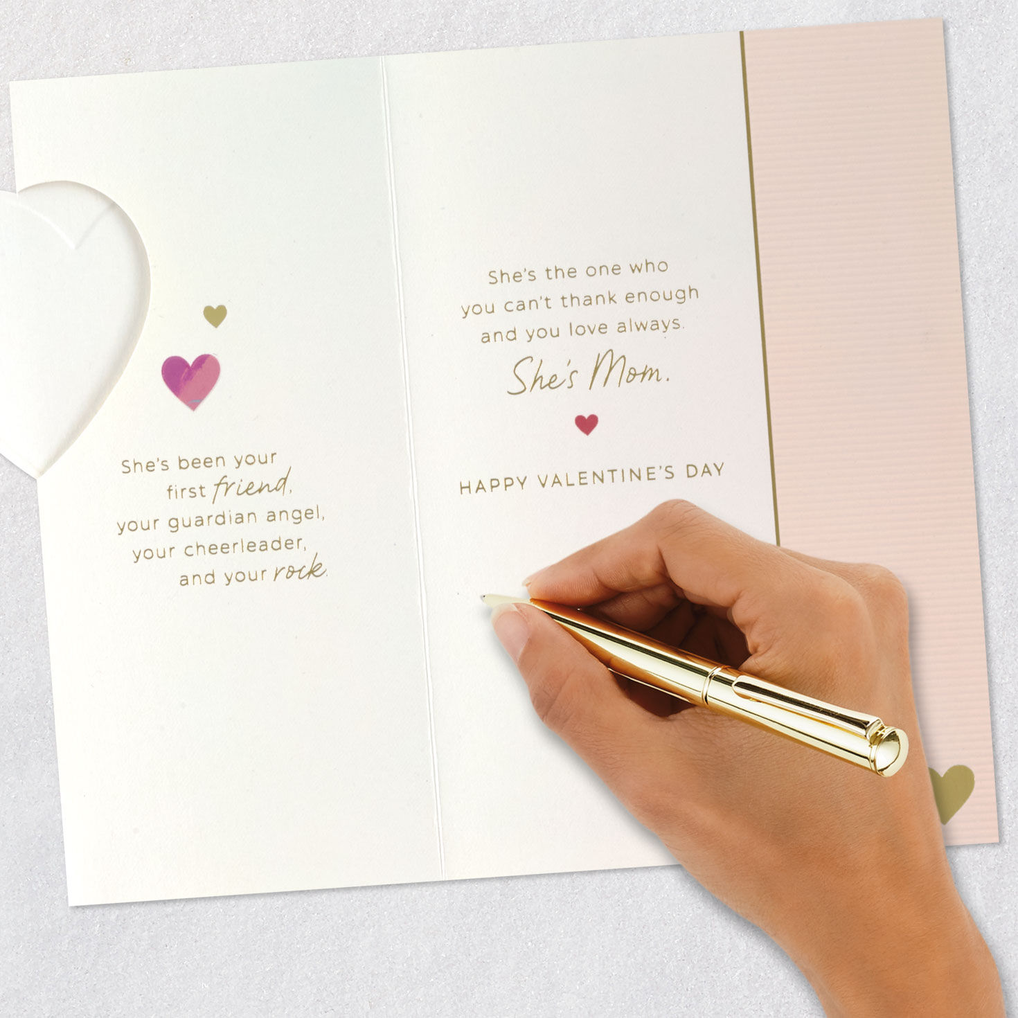 Overlapping Hearts Mom Valentine's Day Card Signing card image number 10