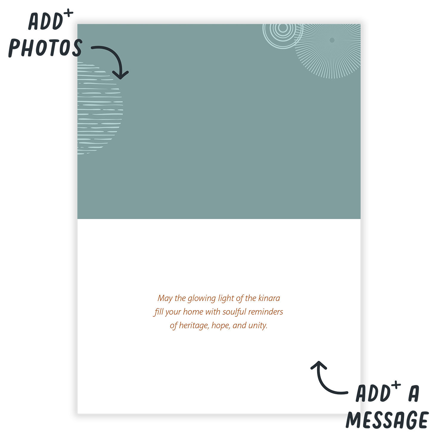 Yellow Green Orange Circles Personalized Kwanzaa Card Open Card indicating personalization image number 3