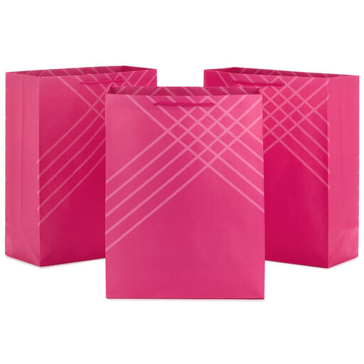 14.4" Dark Pink 3-Pack Gift Bags, 