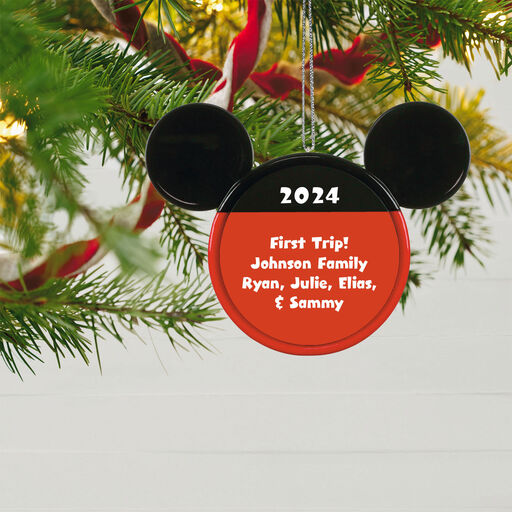 Disney Mickey Mouse Ears Silhouette Text Personalized Ornament, 