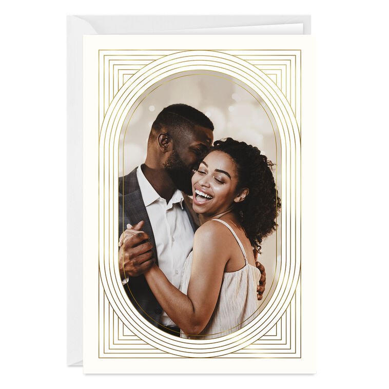 Art Deco Gold Oval Frame Custom Card