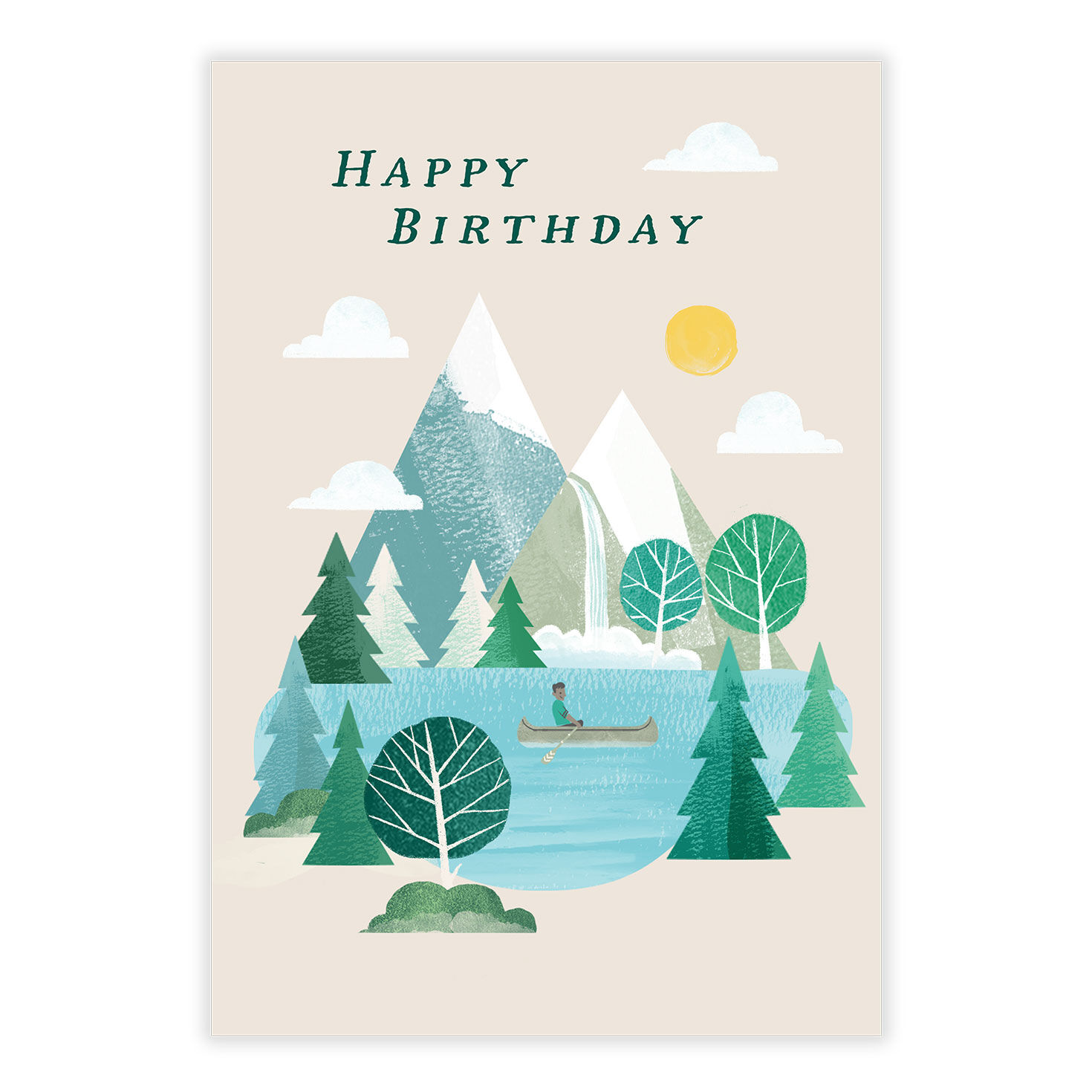 Modern Mountain Drawing Personalized Birthday Card front image number 2