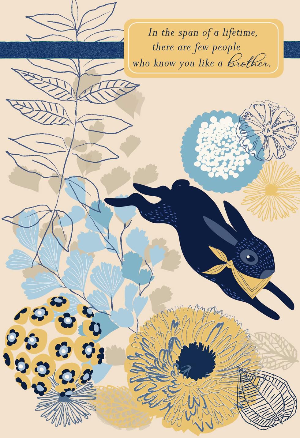 Navy Blue Bunny Easter Card for Brother