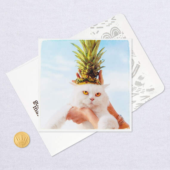 Believe in Yourself Cat in Pineapple Hat Birthday Card, , large image number 5