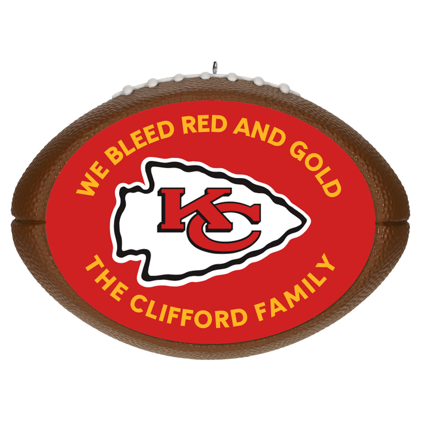 NFL Kansas City Chiefs Football Personalized Ornament, Custom Text