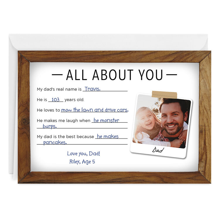 Personalized All About Dad Fun List Love Photo Card