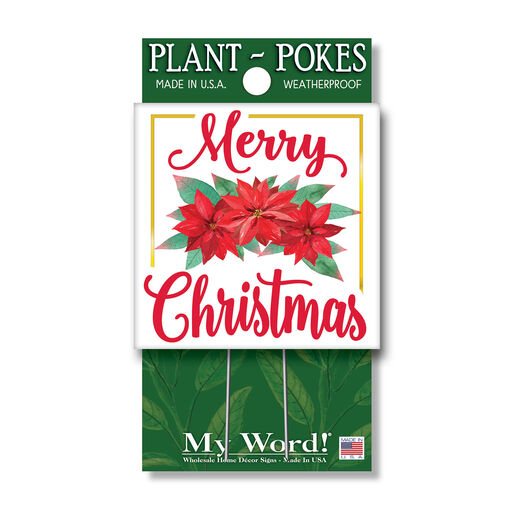 My Word! Merry Christmas Poinsettia Plant Poke Sign, 4x4, 