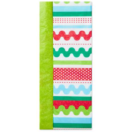 Citrus Green and Rickrack Stripe 2-Pack Tissue Paper, 6 sheets, , large