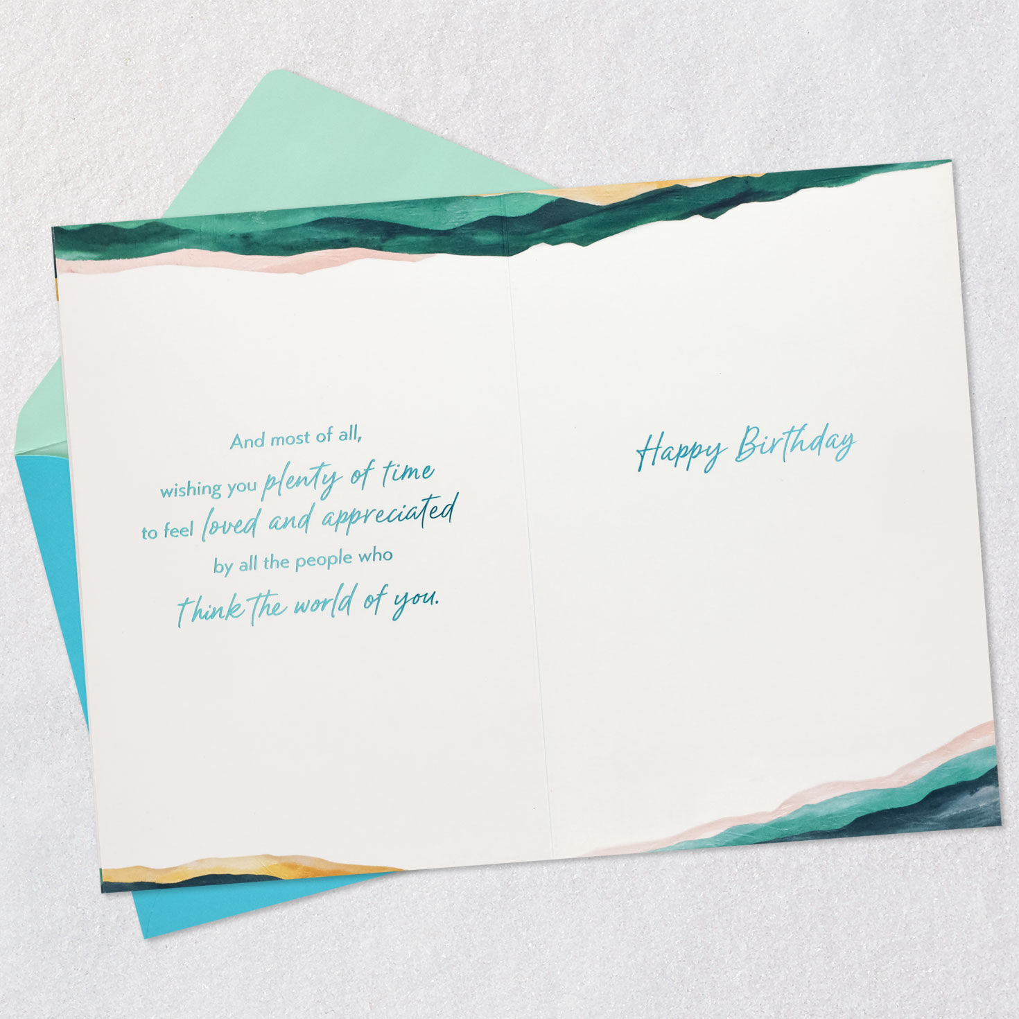 Gold and Green Marbled Birthday Card Open card with envelope image number 5