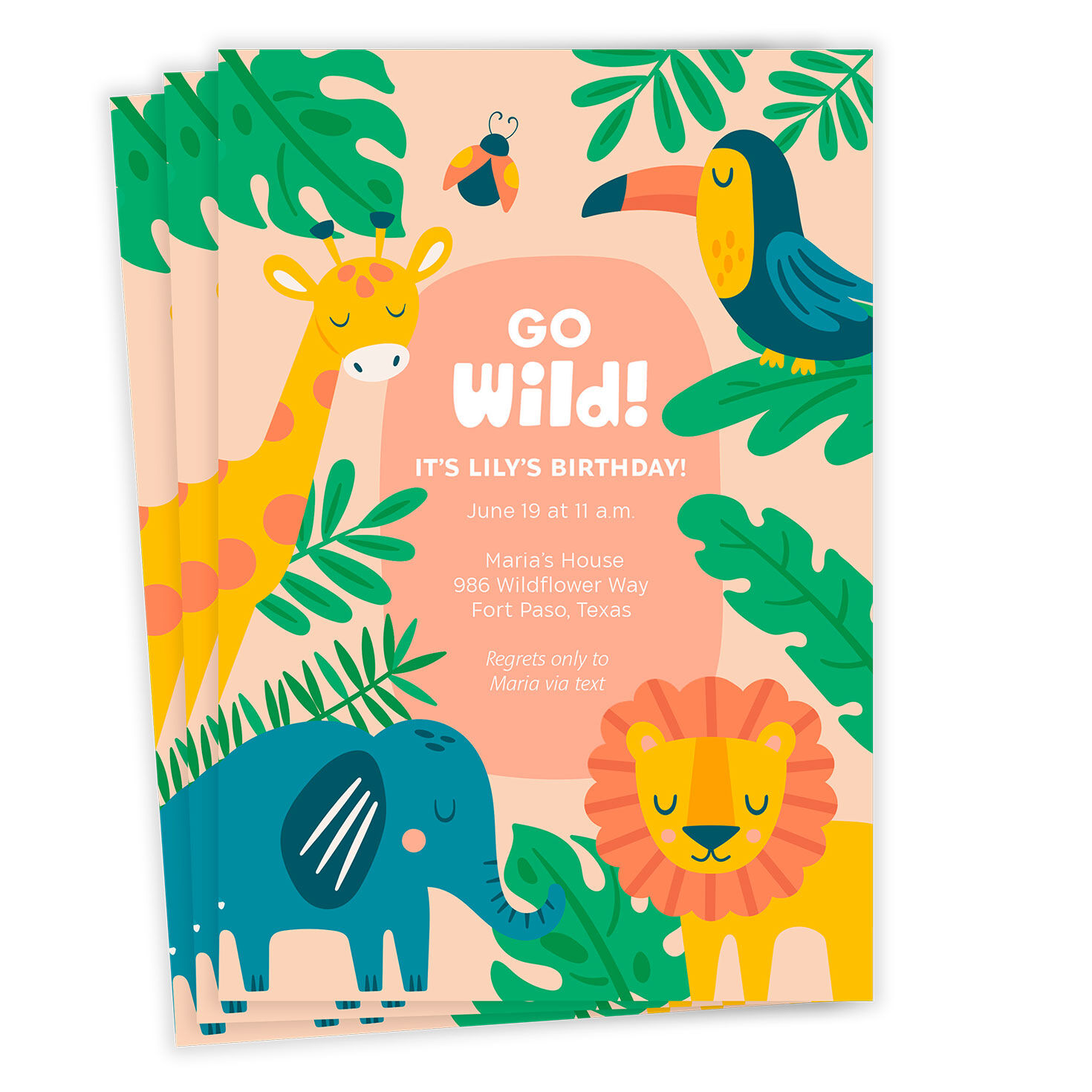 Animals Go Wild Birthday Invitation