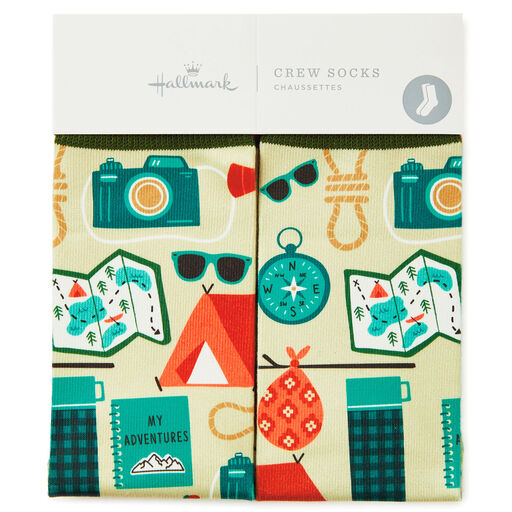 Camping Icons Fun Crew Socks, 