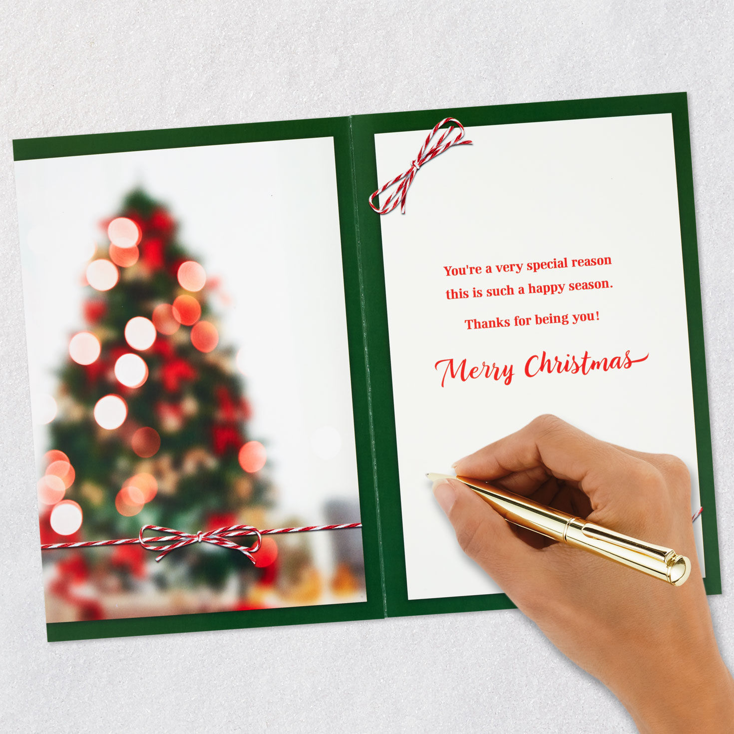 Golden Retriever in Santa Hat Grandson Christmas Card Signing card image number 6