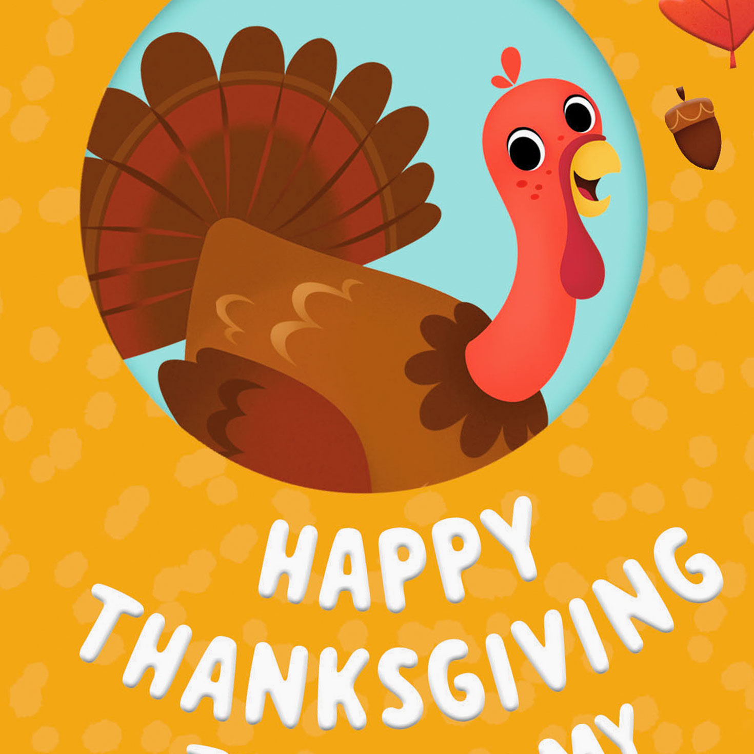 Turkey Cartoon Thanksgiving Card for Nephew Card Front Detail image number 3