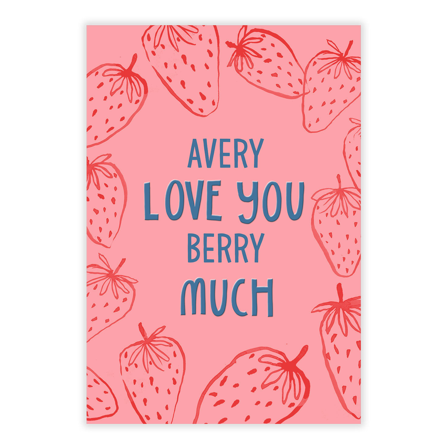 Strawberries Drawings Personalized Love Card front image number 2