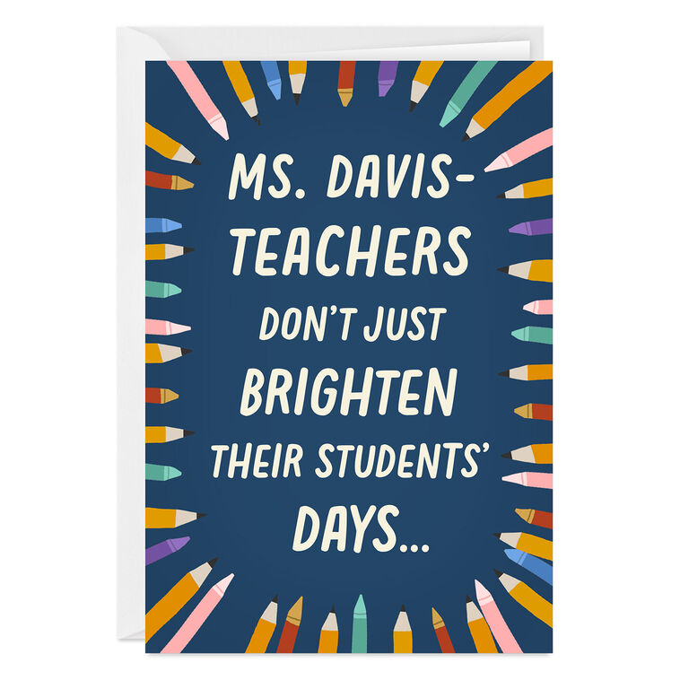 Pencils Custom Thank-You Card From Student