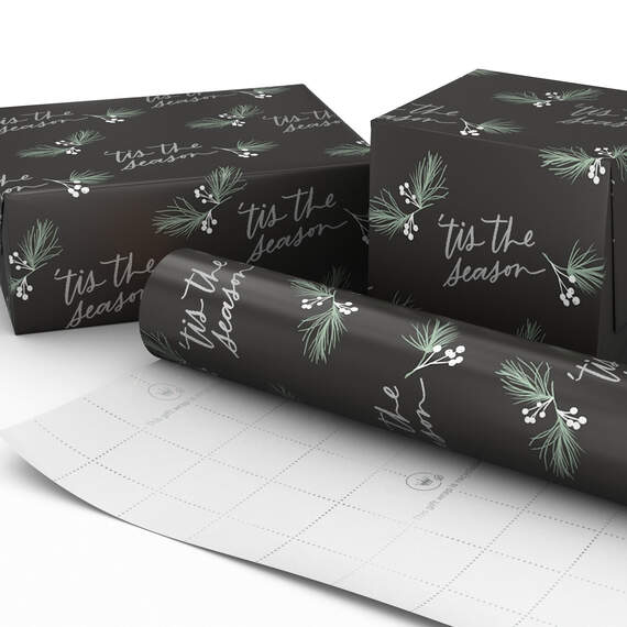 Tis the Season on Black Christmas Wrapping Paper, 35 sq. ft., , large image number 2