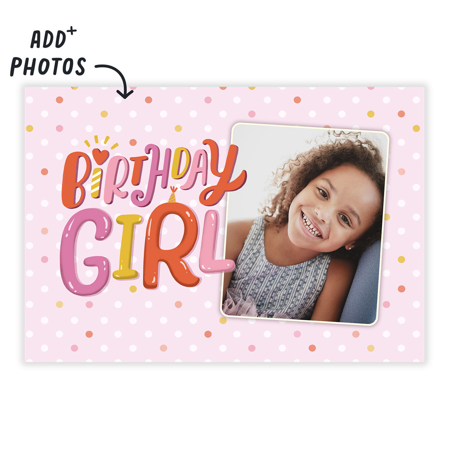 Pink Birthday Girl Personalized Card Card Front indicating personalization image number 2