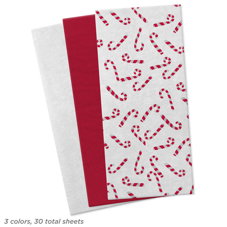 Candy Canes/Red/White 3-Pack Christmas Tissue Paper  image number 3