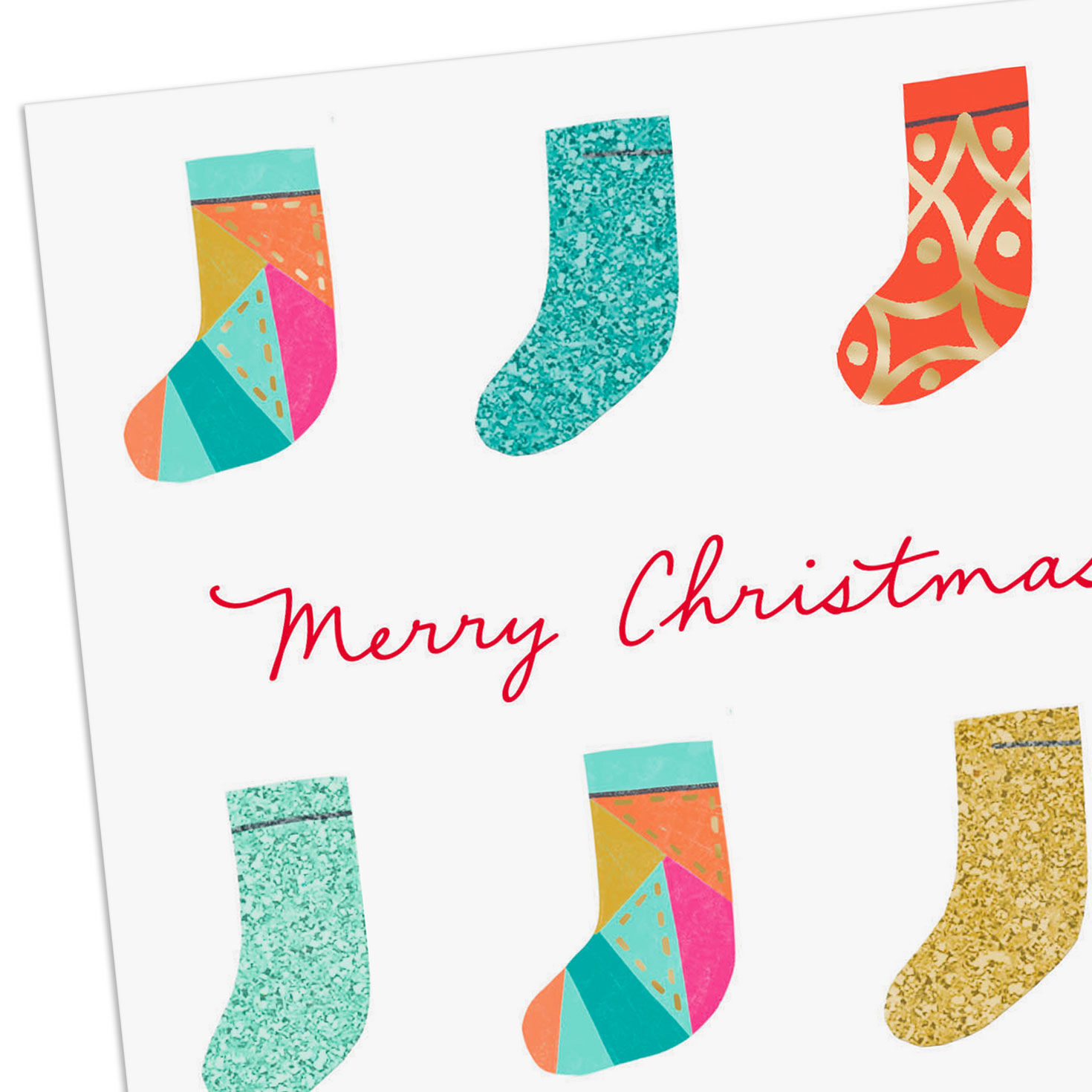 Rows of Stockings Christmas Card Pack Cover Detail image number 4
