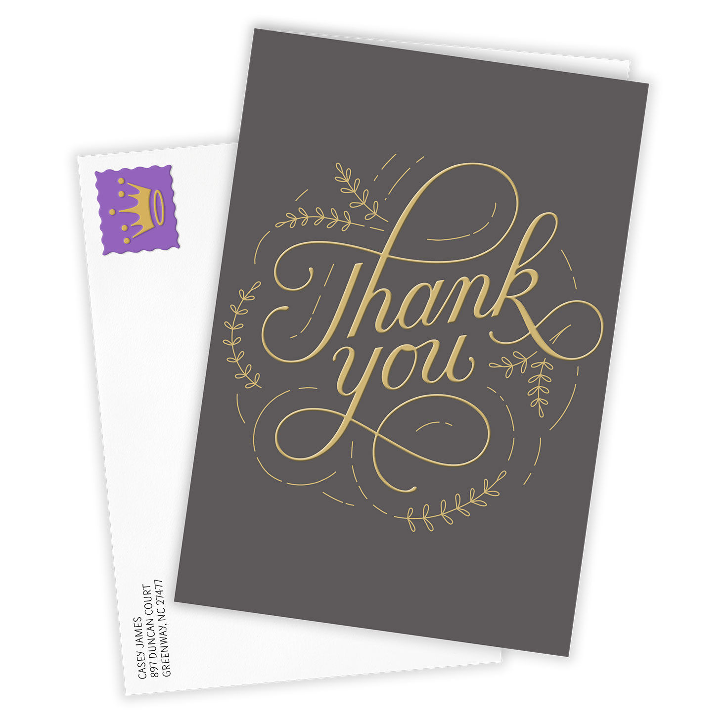 Script and Vines Custom Thank-You Card, , large image number 2