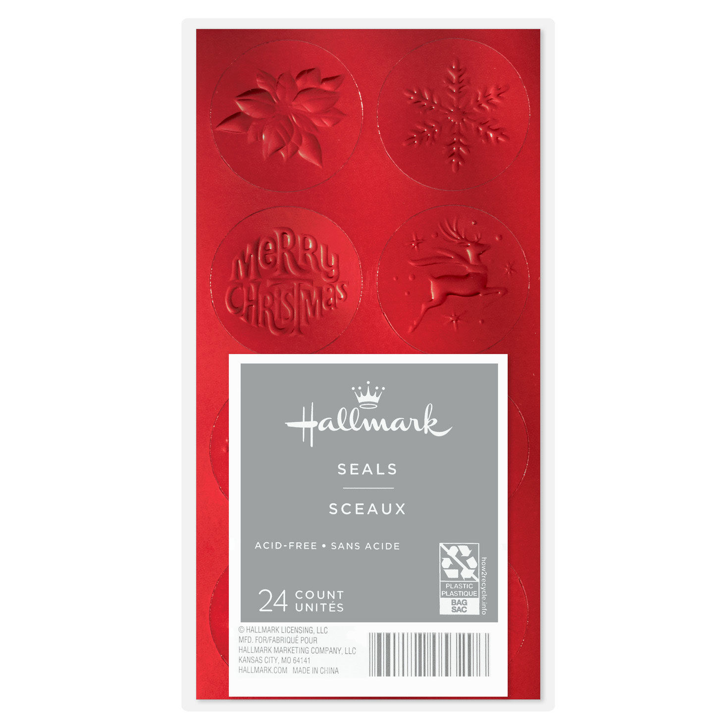 Red Foil Embossed Christmas Seals, 3 sheets, , large image number 5