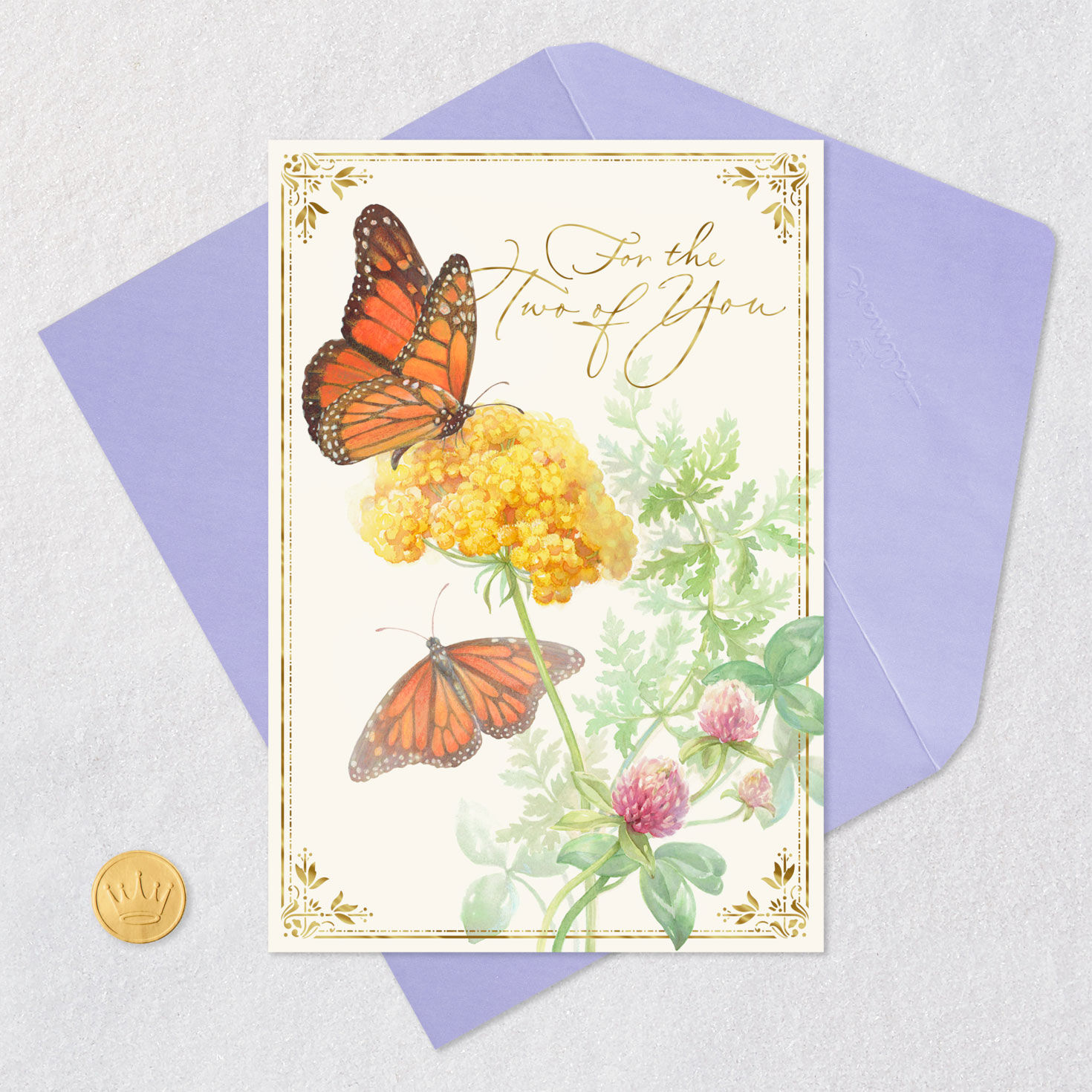 Butterflies and Wildflowers Anniversary Card Card Front with Envelope and Gold Seal image number 5