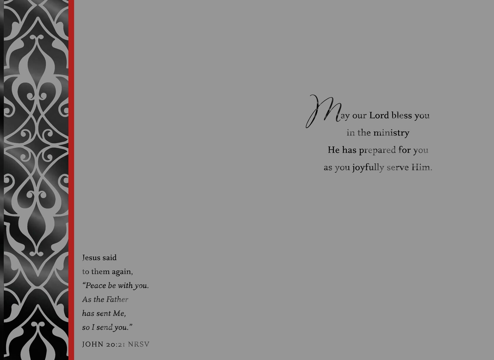 Red and Black Joining the Ministry Congratulations Card