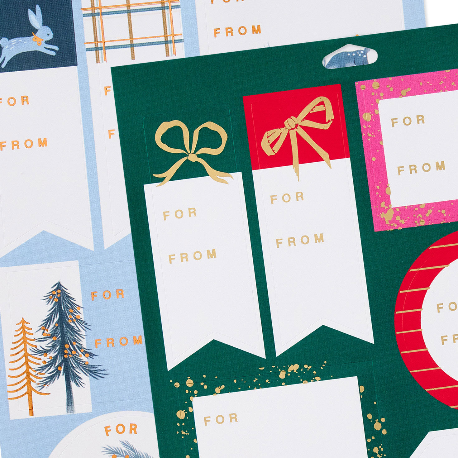 Red, Green, Pink, Gold Holiday Gift Tag Sticker Seals upclose view image number 5